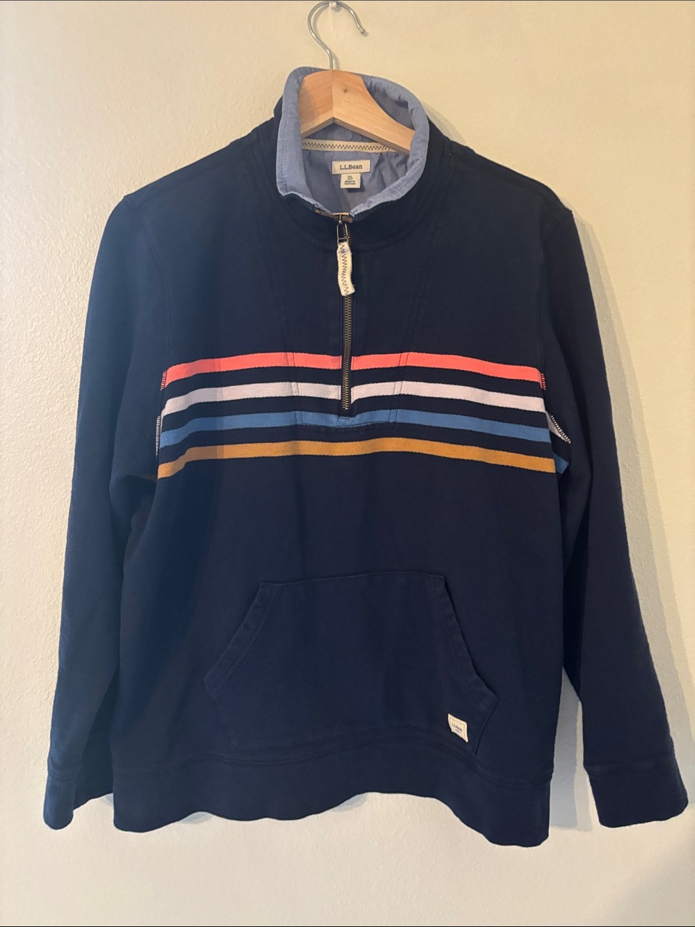 L.L. BEAN Pullover Striped Quarter Zip Womens XL